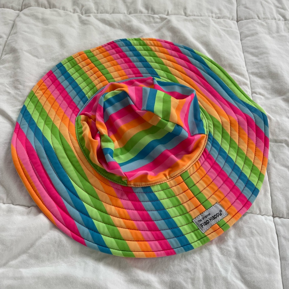 Flap Happy Girls Multicolor Striped Swim Hat